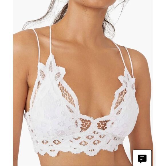 Free People Adells longline pink lacy v-neck strappy bralette - Picture 1 of 4